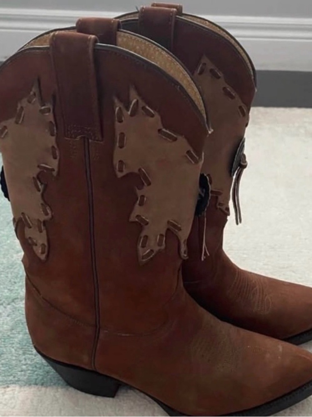 Brown Suede Western Cowboy Boots